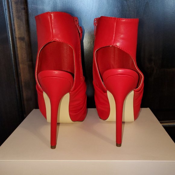 2/$35   Red Peep-toe bootie, 7.5 'divine' - Picture 5 of 6
